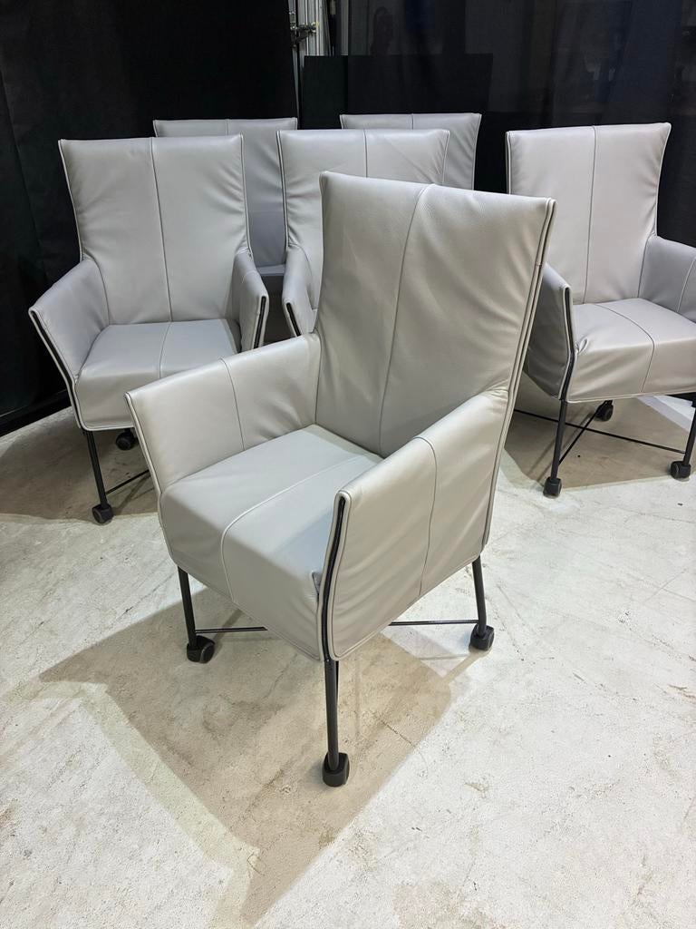 6 Montis Chaplin Stoelen - Als Nieuw - Nieuw Leer, Huis en Inrichting, Ophalen, ., Zo goed als nieuw, Metaal