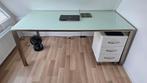 Bureau met glasplaat, Huis en Inrichting, Bureaus, Ophalen, Zo goed als nieuw, Bureau