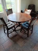 Eettafel met stoelen, Huis en Inrichting, Tafels | Eettafels, Ophalen, Gebruikt, Rond, Vijf personen of meer