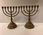 2 oude kandelaars menorah’s, Antiek en Kunst, Antiek | Kandelaars, Ophalen of Verzenden, Koper of Brons