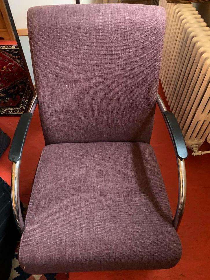 2 Comfortabele Rode en Paarse Stoelen- Leolux Stijl, Huis en Inrichting, Stoelen, Gebruikt, Eén, Stof, Overige kleuren, Ophalen of Verzenden