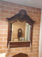 Antieke Barokspiegel, eiken lijst met gestoken kuif., Antiek en Kunst, Antiek | Spiegels, Ophalen, Overige vormen, 50 tot 100 cm