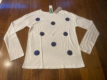 Benetton longsleeve shirt wit lovertjes maat 152-158 nieuw!  beschikbaar voor biedingen