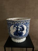 Delfts Blauwe Bloempot - 21 cm hoog, 20 cm diameter, Tuin en Terras, Bloempotten, Ophalen, Gebruikt, Rond, Binnen