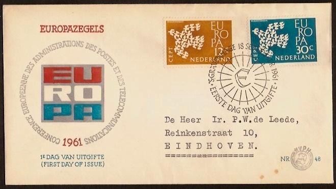 Nederland FDC E48 Met Adres, Europazegels 1961, Postzegels en Munten, Postzegels | Eerstedagenveloppen, Beschreven, Nederland