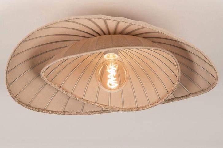 plafondlamp taupe japandi 60cm hoekbank bed salon tafel lamp, Huis en Inrichting, Lampen | Hanglampen, Nieuw, 75 cm of meer, Stof