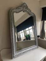 Zware houten spiegel Zilver met verzet geslepen glas., Huis en Inrichting, Woonaccessoires | Spiegels, Ophalen, Zo goed als nieuw