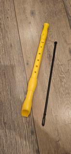 Gele Blokfluit met Reinigingsstaaf, Muziek en Instrumenten, Blaasinstrumenten | Blokfluiten, Ophalen of Verzenden, Gebruikt, Sopraan of Sopranino
