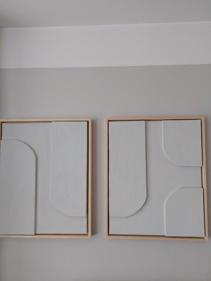 3D Schilderijen Japandi Stijl met Houten Baklijst, Huis en Inrichting, Woonaccessoires | Schilderijen, Tekeningen en Foto's, Ophalen of Verzenden