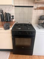 Zwarte fornuis met oven, 4 kookzones, Vrijstaand, 85 tot 90 cm, Ophalen of Verzenden