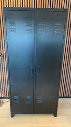 Kledingkast/lockerkast mat zwart Staal, Huis en Inrichting, Met hangruimte, 50 tot 100 cm, Zo goed als nieuw, Metaal