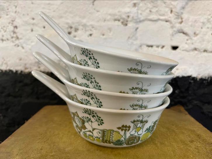 Set 4 schaaltjes Figgjo Flint Norway Market wit groen, Huis en Inrichting, Keuken | Servies, Ophalen of Verzenden