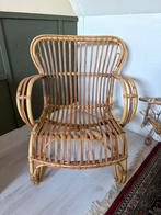 Vintage rotan stoeltje, jaren 70, evt incl salontafel, Huis en Inrichting, Stoelen, Ophalen, Vintage, retro, Gebruikt, Bruin