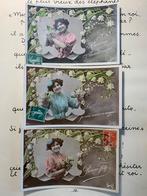 3x Dame met Lelietjes-van-Dalen, Verzamelen, Ophalen of Verzenden, Voor 1920, Gelopen, Overige thema's