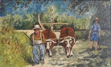 MANNEN MET BUFFELS 🐃 DIEREN 🐃 FIGUREN>LANDSCHAP>OUD 1965 beschikbaar voor biedingen
