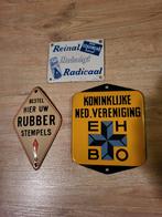 3 emaille reclame deurpost bordjes, Ophalen of Verzenden, Gebruikt, Reclamebord