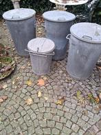 Zinken vuilnisbakken, Huis en Inrichting, Woonaccessoires | Prullenbakken, 40 liter of meer, Ophalen, Minder dan 50 cm