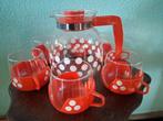 Vintage theeset oranje met stippen, Huis en Inrichting, Ophalen of Verzenden, Glas, Pot, Bus of Blik