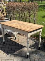 Franse keukentafel, hout, stevig, originele verf, lade, Antiek en Kunst, Curiosa en Brocante, Ophalen