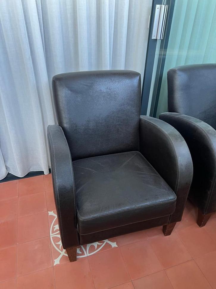 2x leren stoel, Huis en Inrichting, Stoelen, Gebruikt, Twee, Leer, Zwart, Ophalen