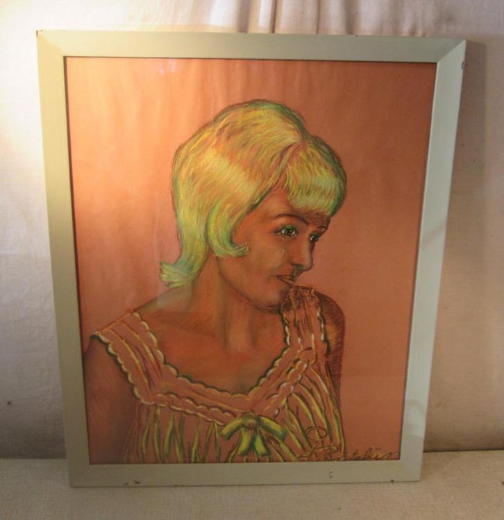 Mooie Tekening 'Blonde Vrouw' - Gesigneerd, Antiek en Kunst, Kunst | Tekeningen en Foto's, Ophalen of Verzenden