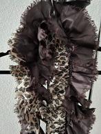 Romano twisted sjaal met leopard print chocoladebruin beige, Romano, Verzenden, Zo goed als nieuw, Sjaal