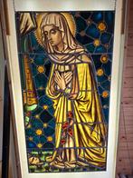 Antiek Glas in Lood Paneel - Religieuze Voorstelling, Ophalen of Verzenden