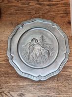 Vintage Tinnen Schotel met Jachthond, Ophalen of Verzenden