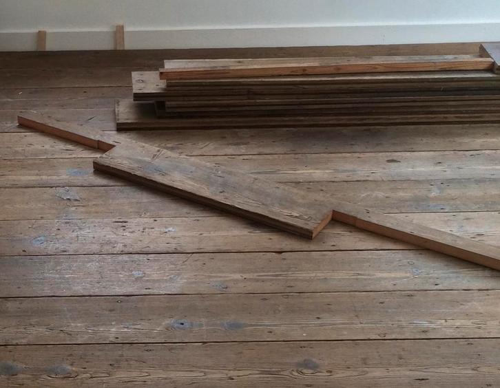 Amerikaans grenen planken antiek - 60 stuks - diverse maten, Doe-het-zelf en Verbouw, Vloerdelen en Plavuizen, Gebruikt, Vloerdelen of -planken