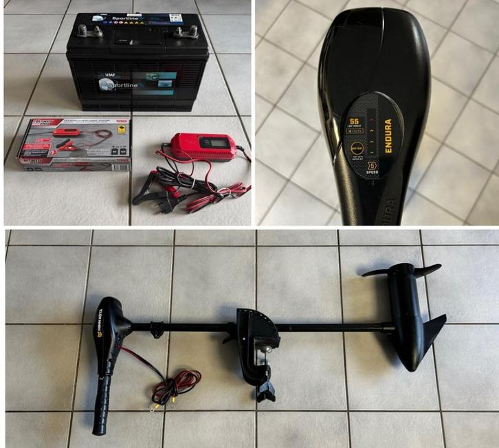 ZGAN ! Complete Set Minn Kota 55 LBS Sportline 105Ah oplader, Watersport en Boten, Hengelsport | Algemeen, Zo goed als nieuw, Overige typen