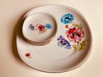 Set Vintage retro bloemen taart / amuse schaal met bordjes, Ophalen of Verzenden