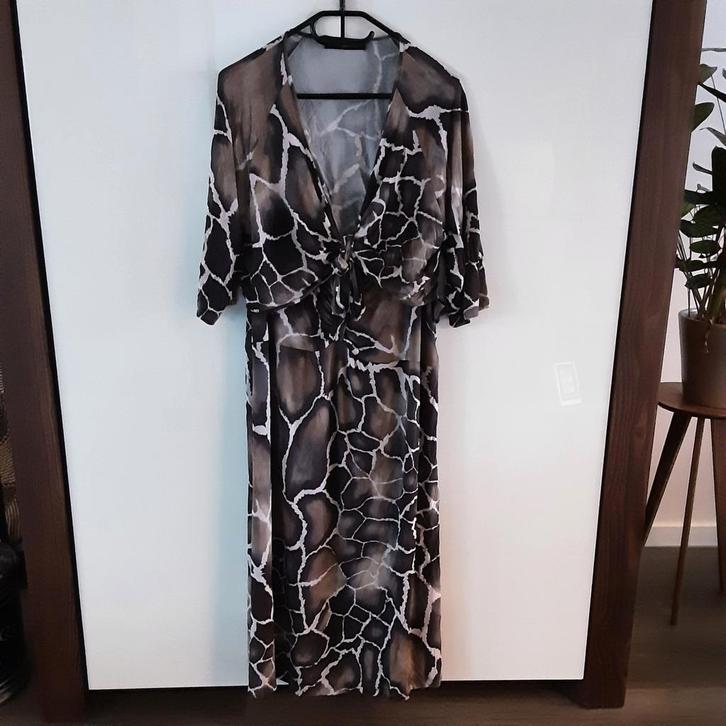 Sallie Sahne, giraffenprint jurk mt 54 met bolero mt 50, Kleding | Dames, Grote Maten, Zo goed als nieuw, Jurk, Bruin, Ophalen of Verzenden