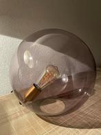 Tafellamp - Glazenbol | rookglas | goud messing kleur, Ophalen, Zo goed als nieuw, Glas, Minder dan 50 cm