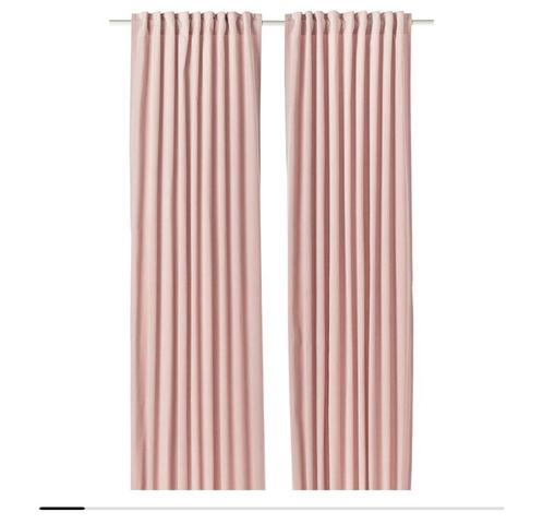 IKEA SANELA gordijnen velvet lichtroze plooiband, Huis en Inrichting, Stoffering | Gordijnen en Lamellen, Zo goed als nieuw, 200 cm of meer