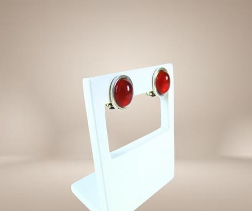 Mooie antieke 835 zilver en CARNEOOL oorbellen clips!, Sieraden, Tassen en Uiterlijk, Oorbellen, Zo goed als nieuw, Knopjes of Stekers