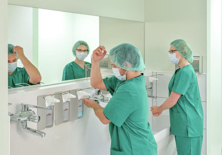 4x Ophardt / Ingo-Man Elleboog dispenser met voetpaal, Huis en Inrichting, Schoonmaakartikelen, Schoonmaakmiddel, Ophalen