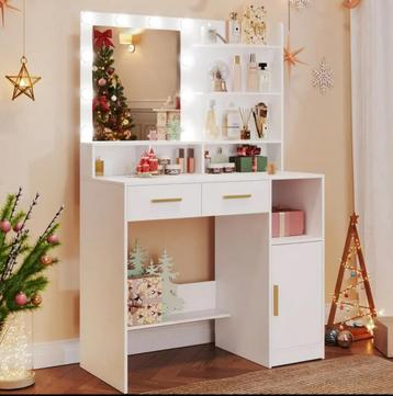 Nieuwe Kaptafel met Spiegel & LED - Wit beschikbaar voor biedingen