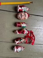 6 Glazen Kerstballen Kerstman - Vintage, Diversen, Kerst, Ophalen of Verzenden, Zo goed als nieuw