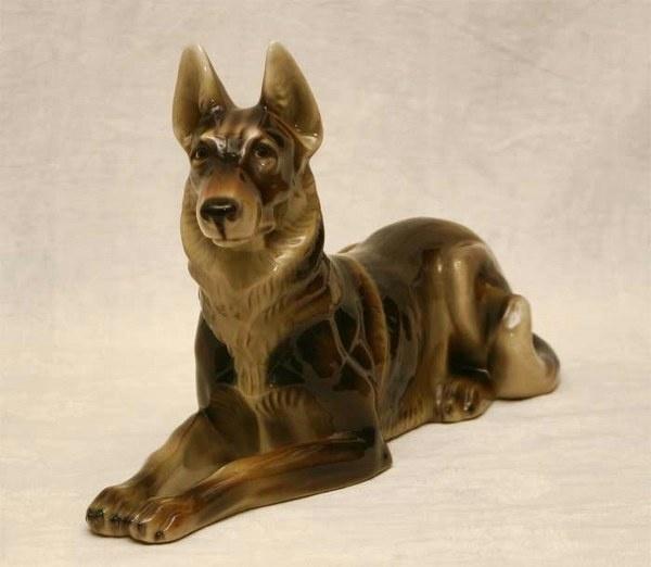 Duitse herdershond - Steffl Keramik Wien ca. 1950 (19-2), Verzamelen, Beelden en Beeldjes, Zo goed als nieuw, Dier, Ophalen