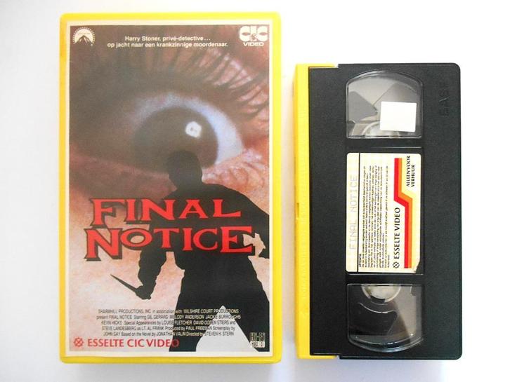 Final Notice - Esselte CIC - ex rental vhs, Cd's en Dvd's, VHS | Film, Gebruikt, Thrillers en Misdaad, Vanaf 16 jaar, Verzenden