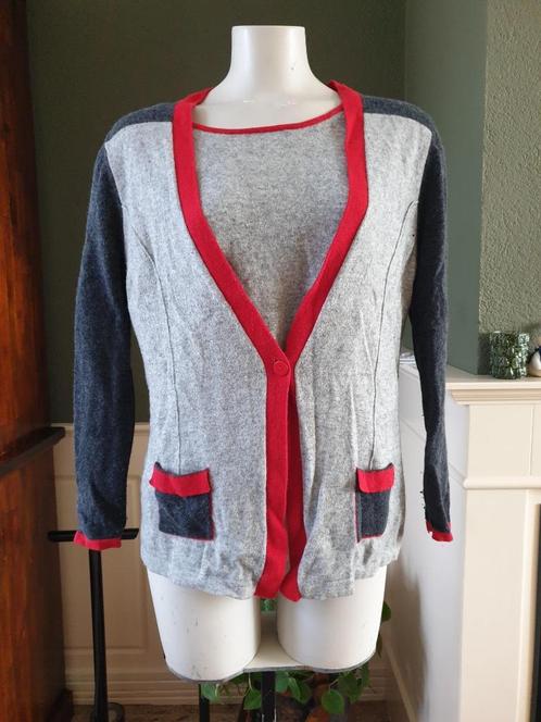 Cassis grijs shirt & vest cardigan cashmeren wol 46 / 42 L, Kleding | Dames, Truien en Vesten, Zo goed als nieuw, Maat 42/44 (L)