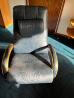 GRATIS blauwe lederen leunstoel, Huis en Inrichting, Fauteuils, Ophalen, Gebruikt, 75 tot 100 cm, 50 tot 75 cm