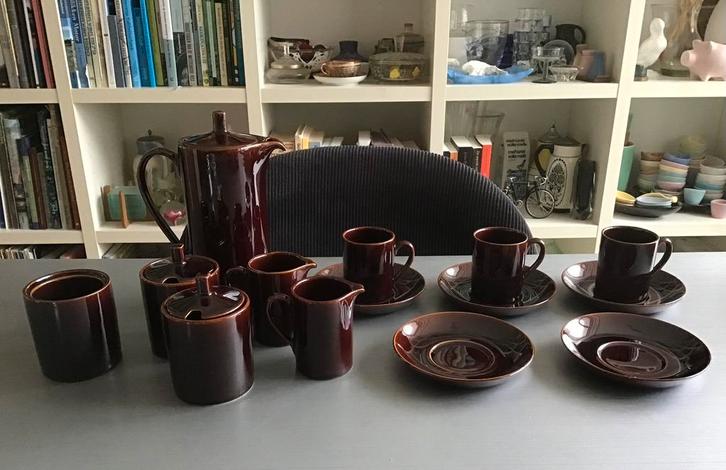 Vintage Royal Sphinx Europa bruine mokkaset Pierre Daems, Antiek en Kunst, Antiek | Servies los, Ophalen of Verzenden