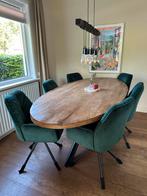 6 groene velvet stoelen, Ophalen, Gebruikt, Overige kleuren, Stof