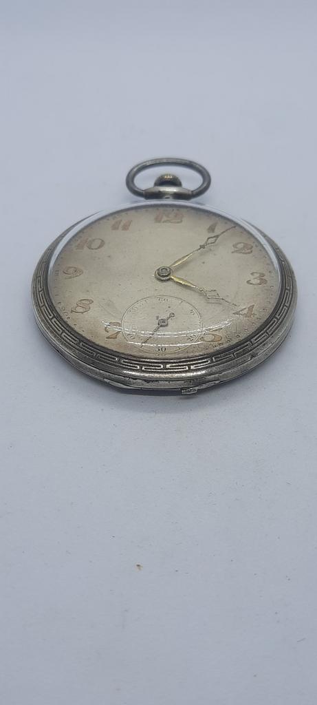 Antiek zilveren Union Zakhorloge - Zwitsers Uurwerk, Antiek en Kunst, Antiek | Klokken, Ophalen of Verzenden