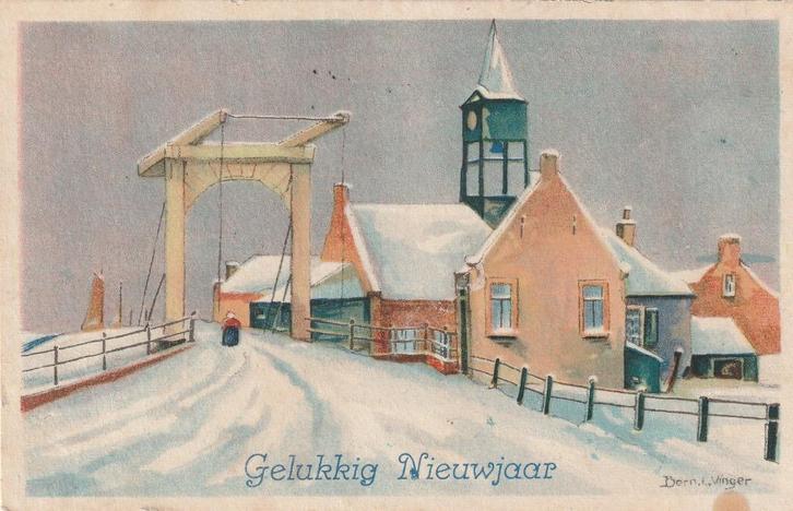 KERST DORP TEKN BERN L VINGER JAREN 40 ZEER MOOIE  KAART KJ6, Verzamelen, Ansichtkaarten | Themakaarten, Gelopen, 1940 tot 1960