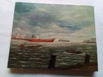 Vintage schilderij van een bootje, Ophalen of Verzenden