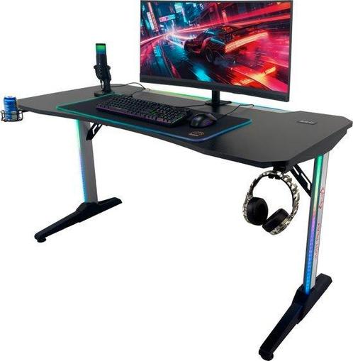 Gaming Bureau Qware Fremont RGB Aluminium (Carbon, 147 cm, Huis en Inrichting, Bureaus, Zo goed als nieuw, Ophalen of Verzenden