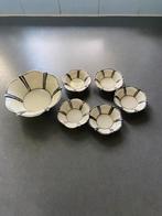 5 antieke borrelbakjes met schaaltje, Antiek en Kunst, Ophalen of Verzenden