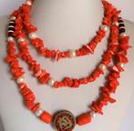 koraal (en parel) ketting, Ophalen of Verzenden, Zo goed als nieuw, Rood, Steen of Mineraal